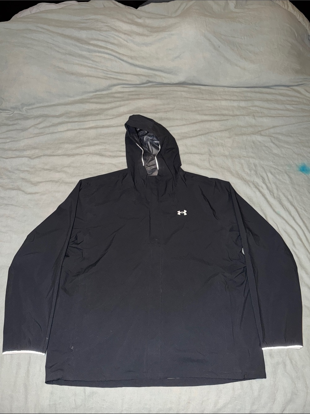 Under Armour Black Hooded Rain Jacket with Reflective Logo